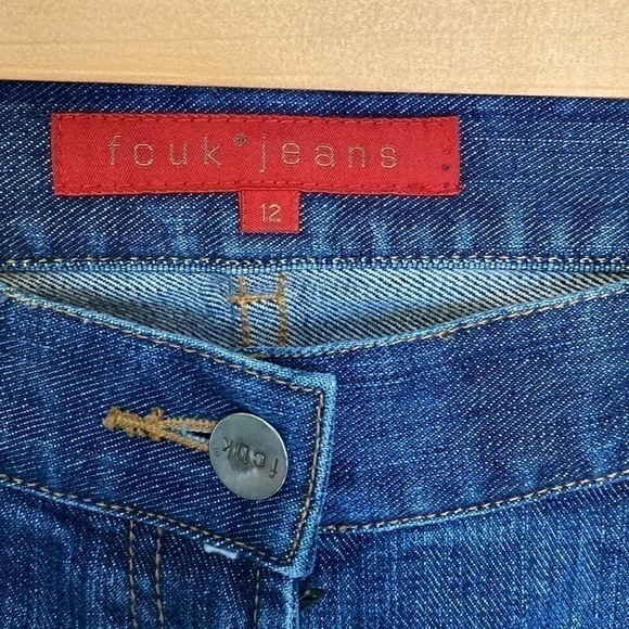 Fcuk French Connection Mid Ride Wide Flare Leg medium wash size 12 - Picture 5 of 10